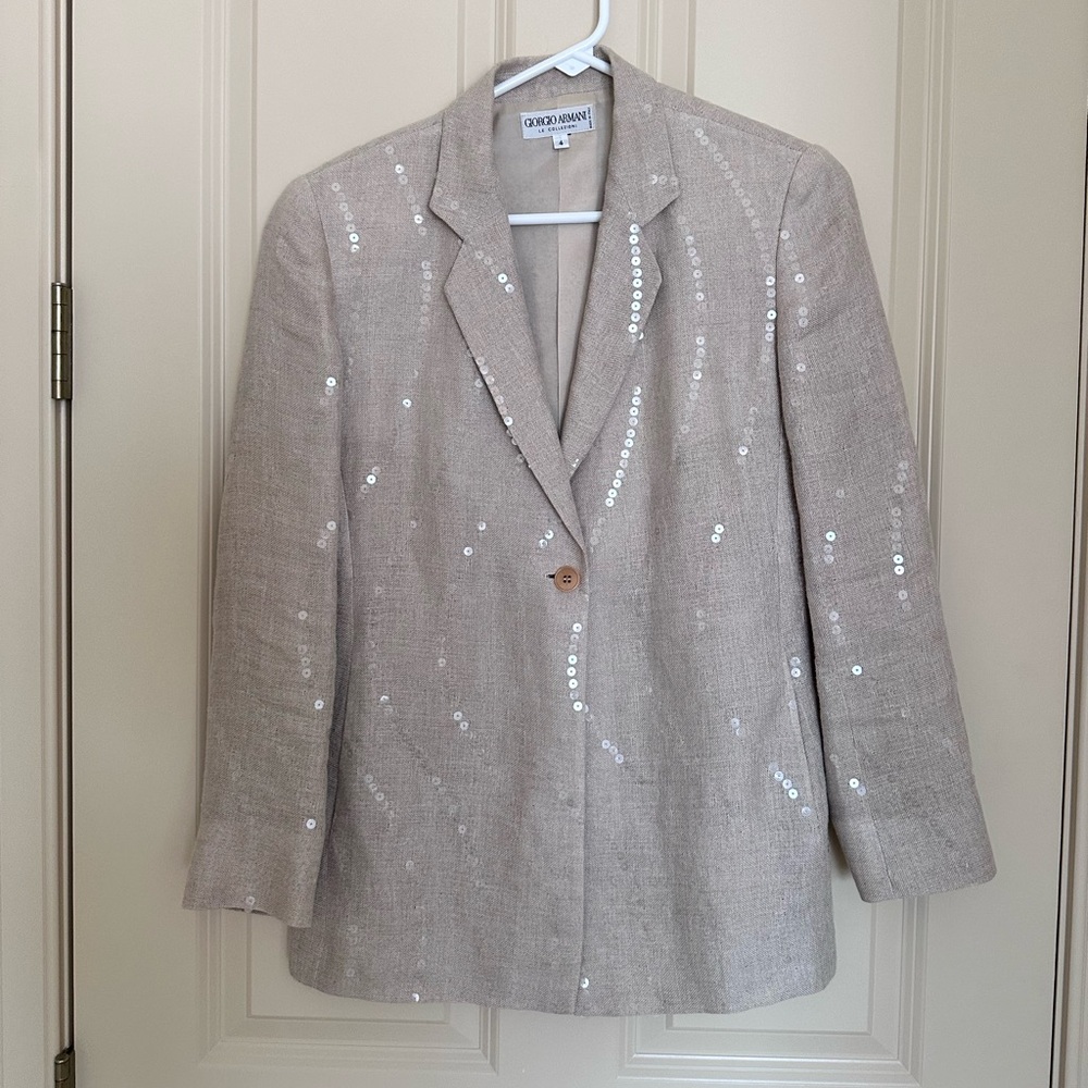 Shimmering GIORGIO ARMANI Le Collezioni linen and sequin blazer